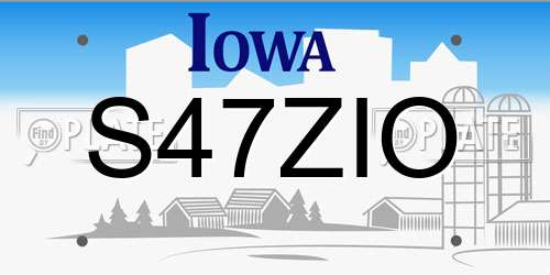 S47ZIO Iowa License Plate