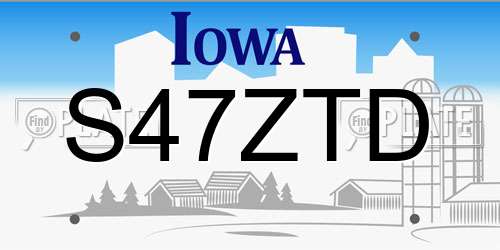 S47ZTD Iowa License Plate