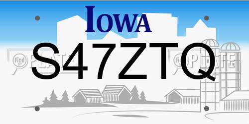 S47ZTQ Iowa License Plate