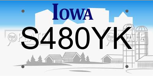 S480YK Iowa License Plate