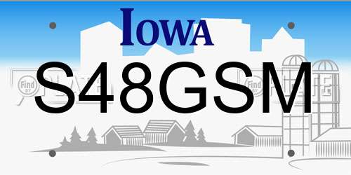 S48GSM Iowa License Plate