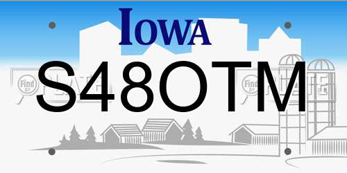 S48OTM Iowa License Plate