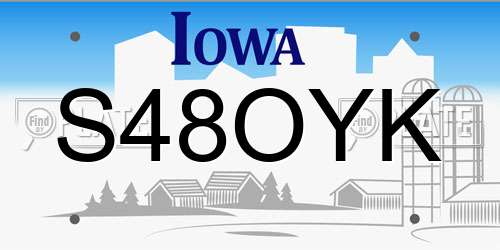 S48OYK Iowa License Plate