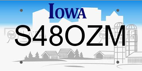 S48OZM Iowa License Plate