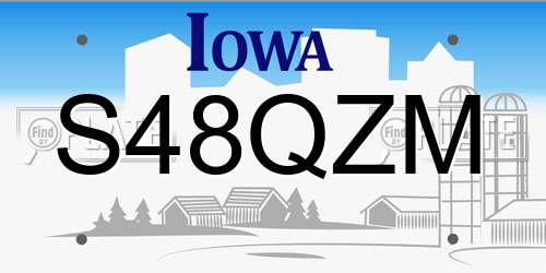 S48QZM Iowa License Plate