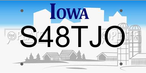 S48TJO Iowa License Plate