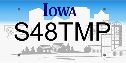 S48TMP Iowa License Plate