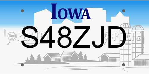 S48ZJD Iowa License Plate