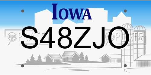 S48ZJO Iowa License Plate