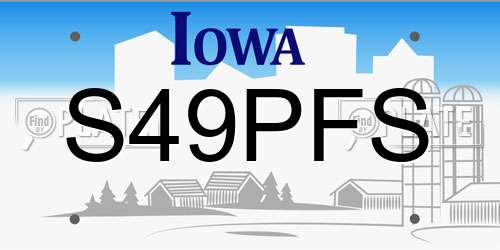 S49PFS Iowa License Plate