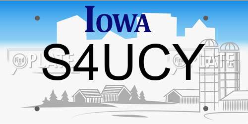 S4UCY Iowa License Plate