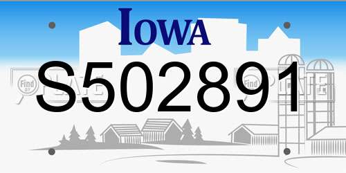 S502891 Iowa License Plate