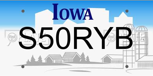 S50RYB Iowa License Plate