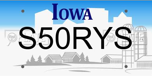 S50RYS Iowa License Plate