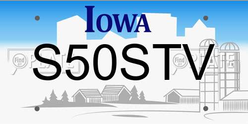 S50STV Iowa License Plate