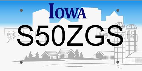 S50ZGS Iowa License Plate