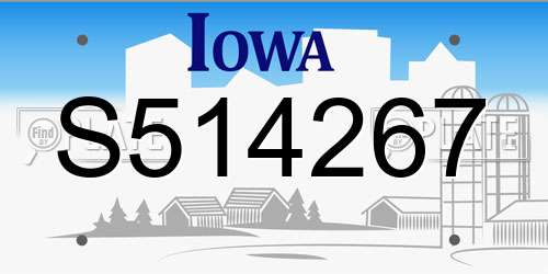 S514267 Iowa License Plate