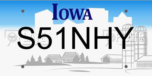 S51NHY Iowa License Plate