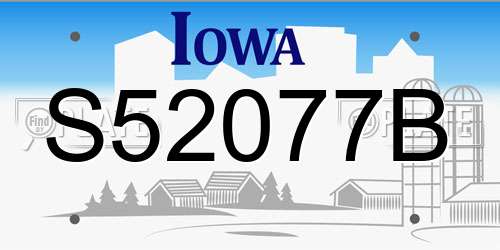 S52077B Iowa License Plate