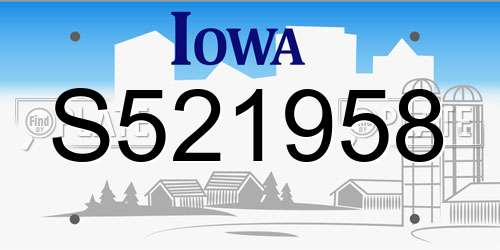 S521958 Iowa License Plate