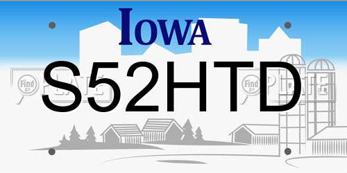S52HTD Iowa License Plate