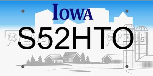 S52HTO Iowa License Plate