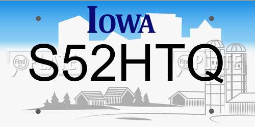 S52HTQ Iowa License Plate