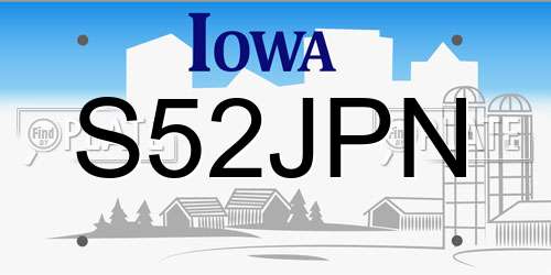 S52JPN Iowa License Plate