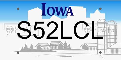 S52LCL Iowa License Plate