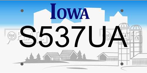 S537UA Iowa License Plate