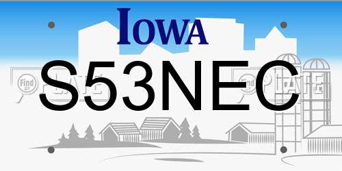 S53NEC Iowa License Plate