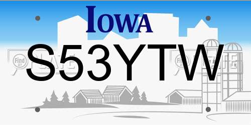 S53YTW Iowa License Plate