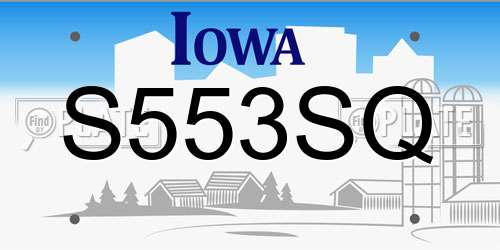 S553SQ Iowa License Plate