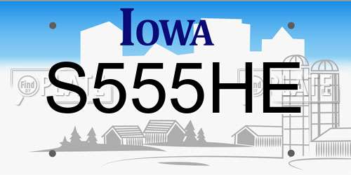 S555HE Iowa License Plate