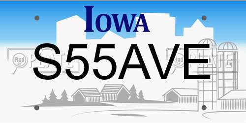 S55AVE Iowa License Plate