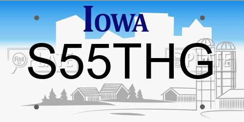 S55THG Iowa License Plate