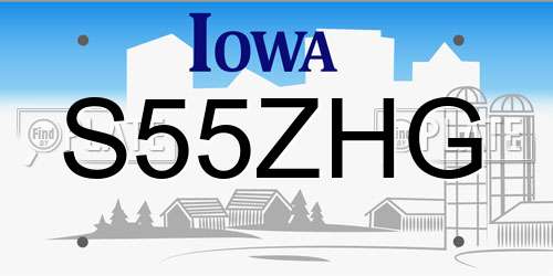 S55ZHG Iowa License Plate