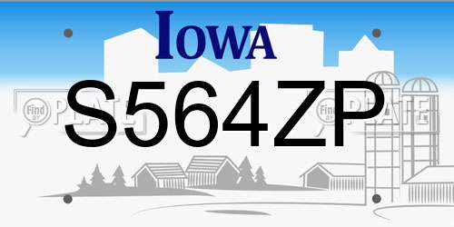 S564ZP Iowa License Plate