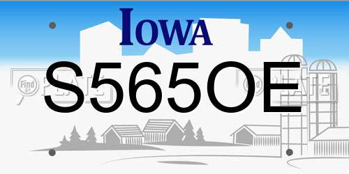 S565OE Iowa License Plate