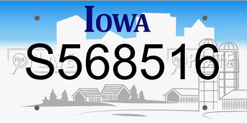 S568516 Iowa License Plate