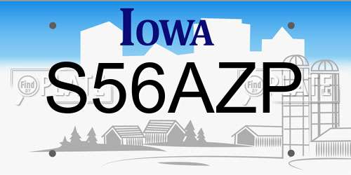 S56AZP Iowa License Plate