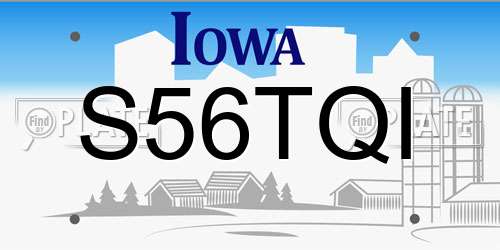 S56TQI Iowa License Plate