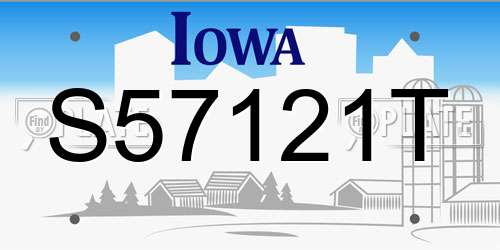 S57121T Iowa License Plate