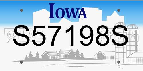 S57198S Iowa License Plate