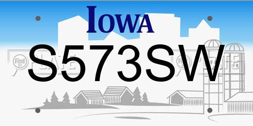 S573SW Iowa License Plate