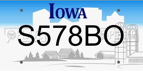 S578BO Iowa License Plate