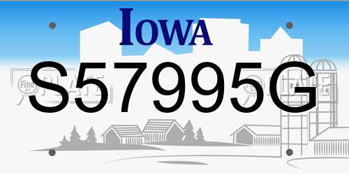 S57995G Iowa License Plate
