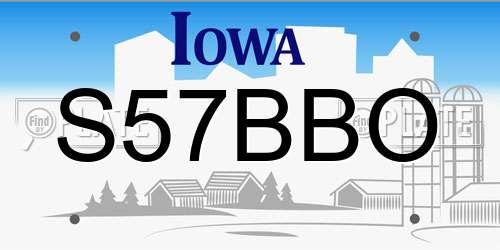 S57BBO Iowa License Plate
