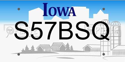 S57BSQ Iowa License Plate