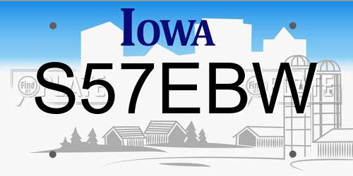 S57EBW Iowa License Plate